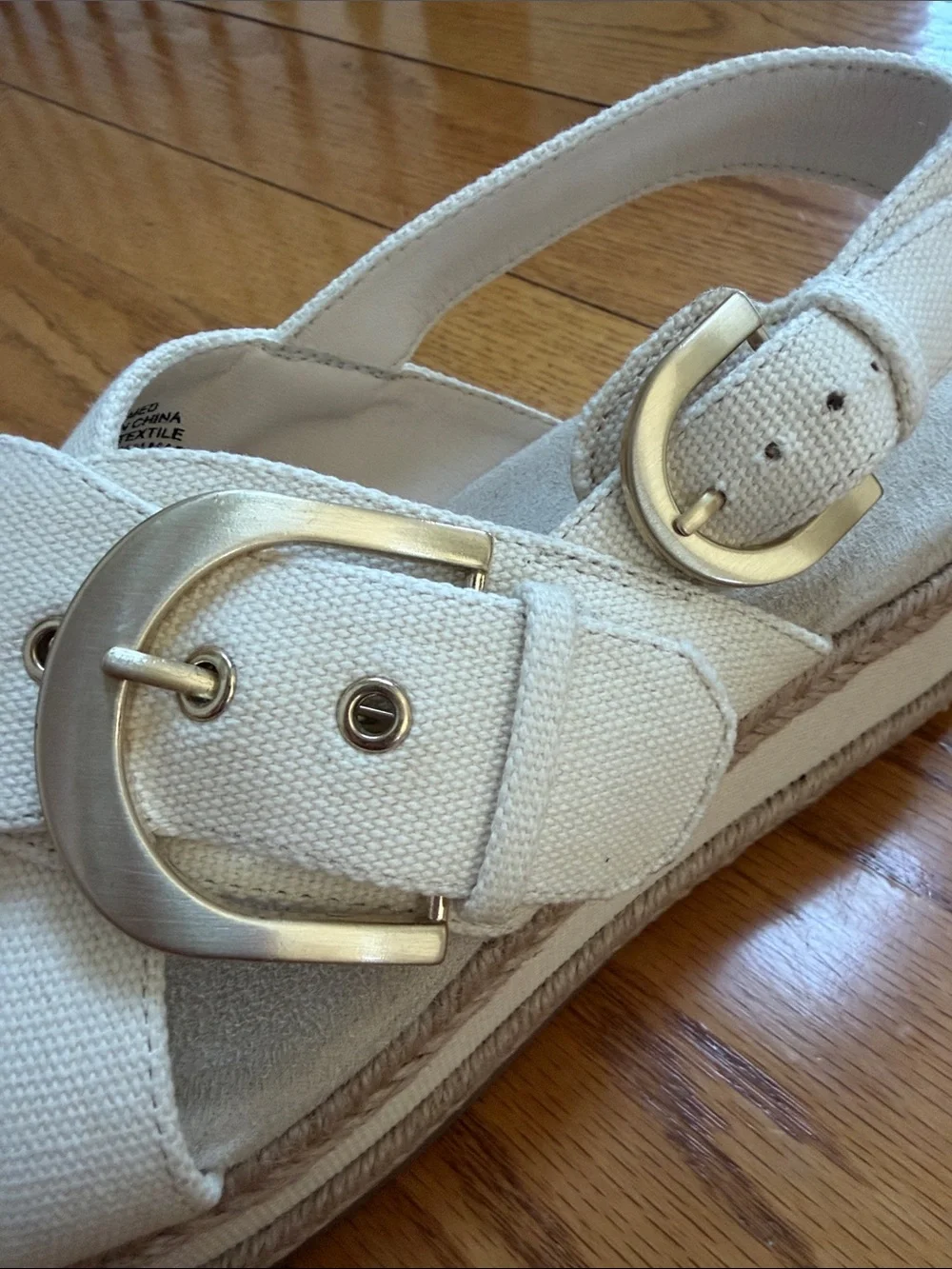 Sonoma Cream Cross-Strap Espadrille Sandals with Gold Buckle